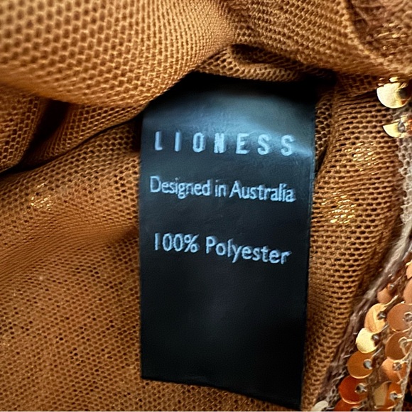 Sequin Mini Skirt Bronze Metallic Side Tie Festival Party NWT Size S Lioness - Picture 7 of 8